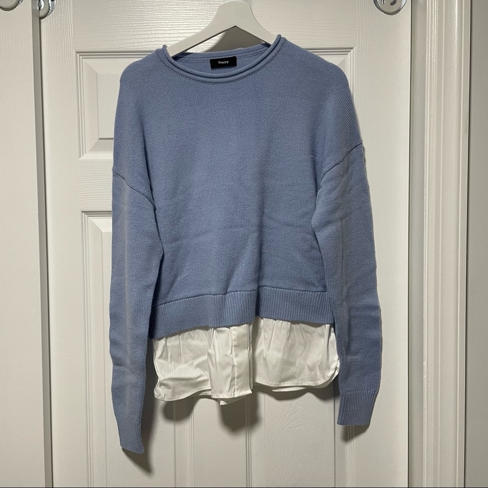 New Theory layered round neck sweater in cashmere size M